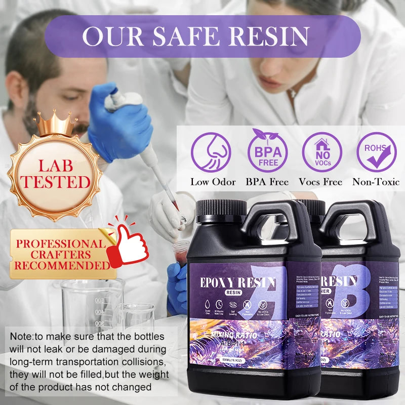 1:1 Ratio Crystal Clear Epoxy Resin Kit Anti-Yellowing Formula for DIY Jewelry and Resin Art