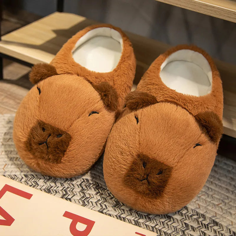 Cute Capybara Plush Slippers Soft Warm Indoor Shoes