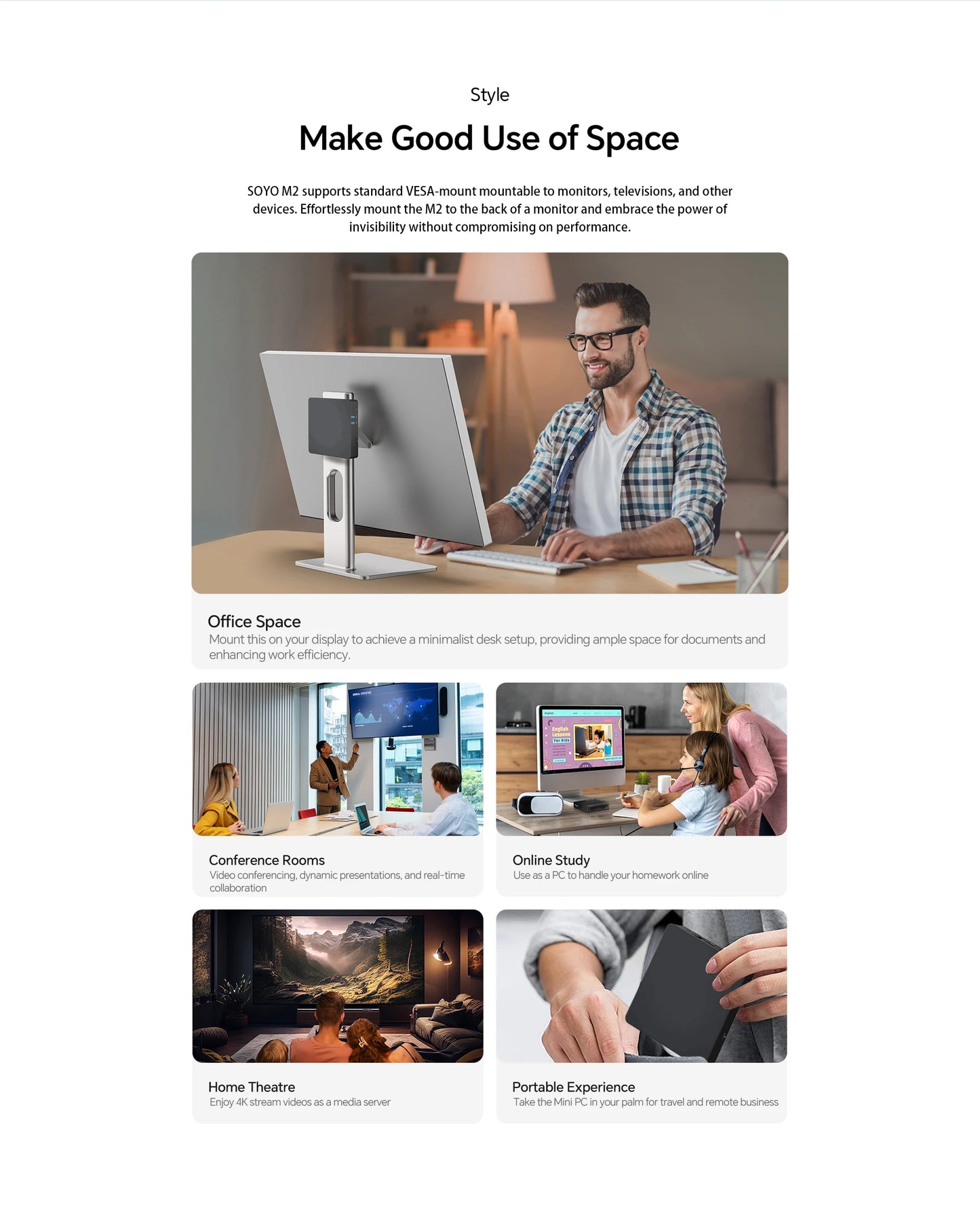 SOYO M2 Mini PC with 6GB RAM, 64GB EMMC, Intel N3350