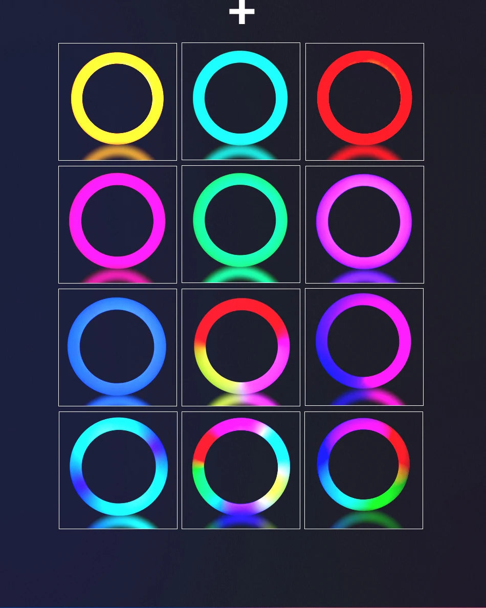 10in 26cm RGB Selfie Ring Light with Tripod Phone Holder