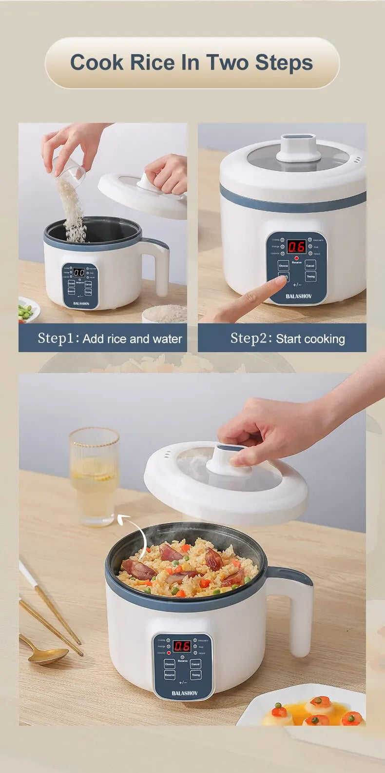 Electric Rice Cooker Single Double Layer 220V Non-Stick Smart Multi Cooker for Home