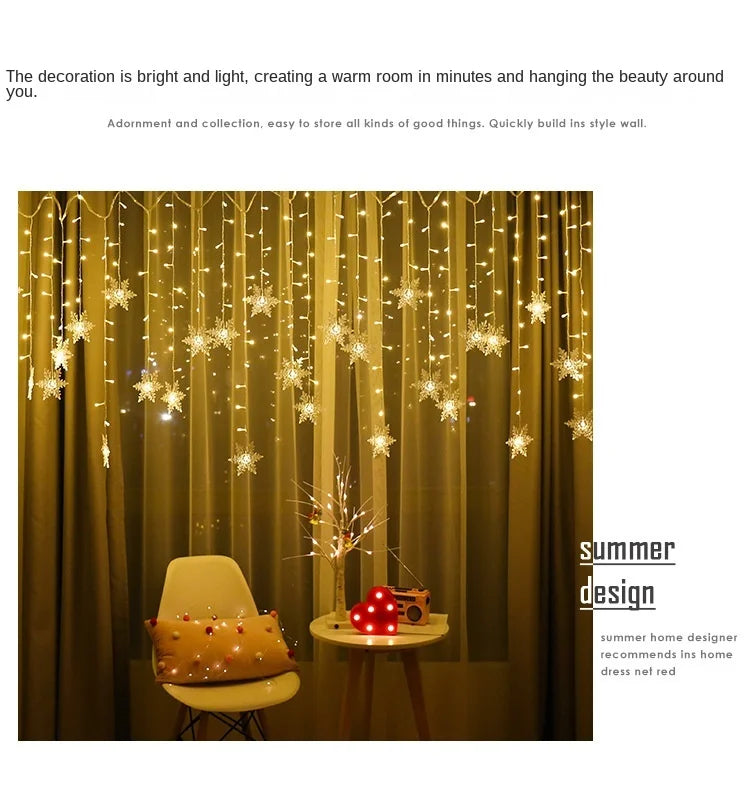 3.2M Christmas Snowflakes LED String Lights Waterproof Fairy Curtain for Holiday Party Wedding Decoration
