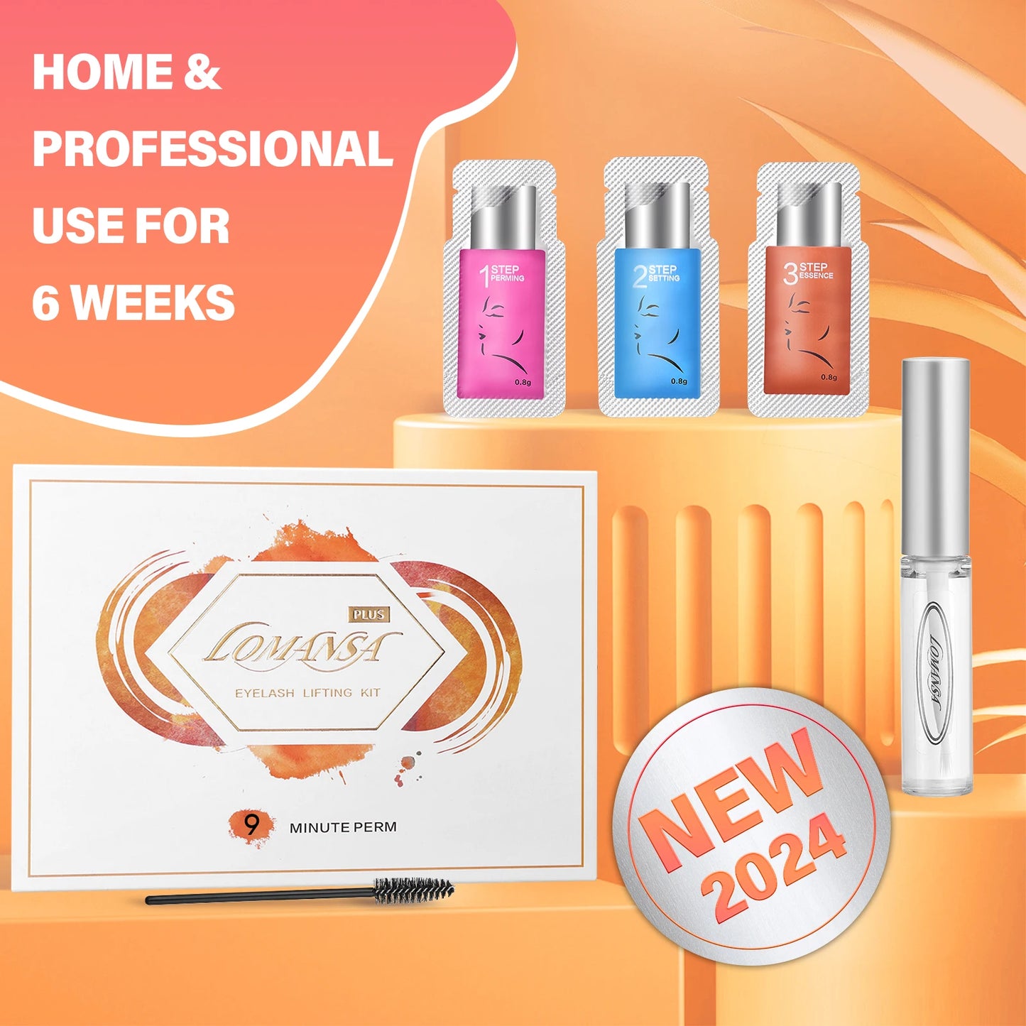 Lomansa 15 Piece Brow Lamination Kit with 8-12 Minute Application Time and 2 in 1 Perm Fixation Lotion for Long Lasting Lashes and Brows