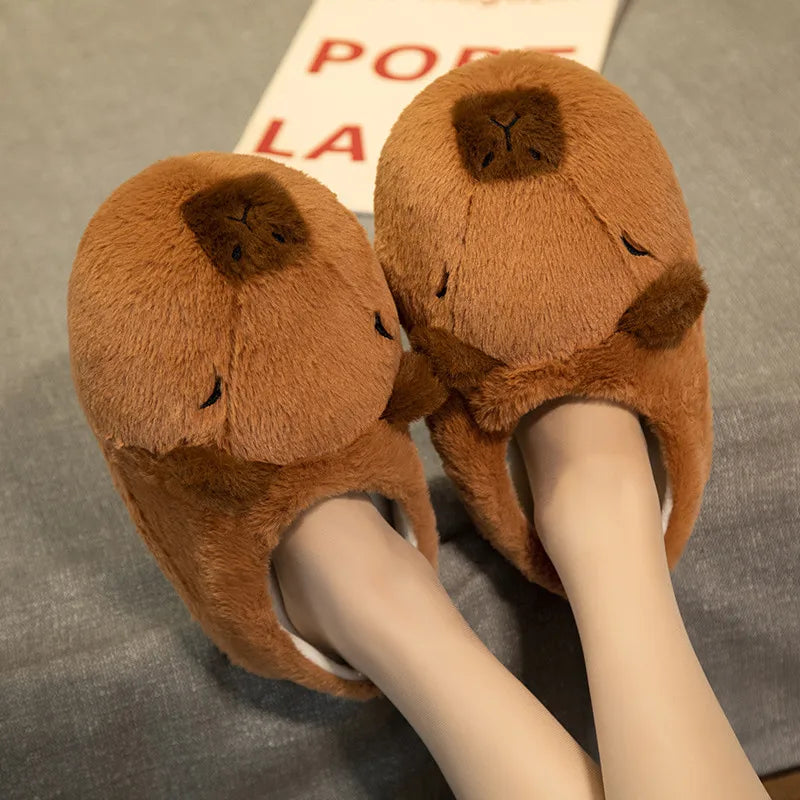 Cute Capybara Plush Slippers Soft Warm Indoor Shoes