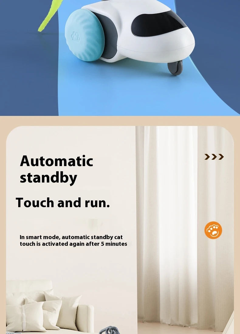 Smart Interactive Cat Toy Car Auto-Running Vehicle with Obstacle Detection for Indoor Cats
