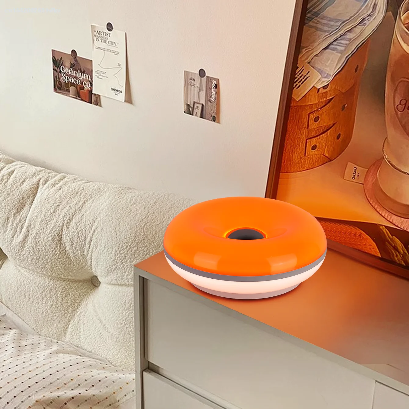 Bauhaus Table Lamp with USB Plug Modern Bedroom and Living Room Decorative Donut Ambient Light