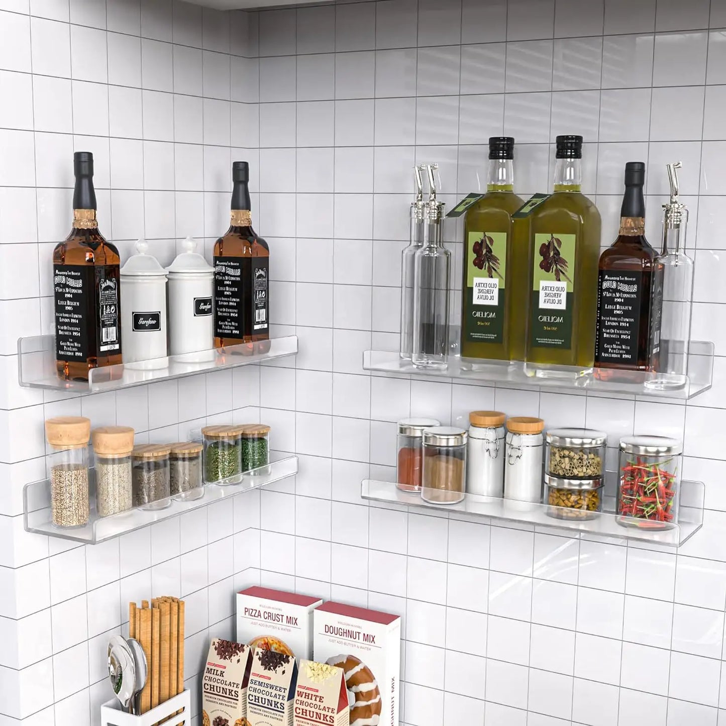 2pc Clear Acrylic Storage Rack Wall Mounted Shelf Organizer