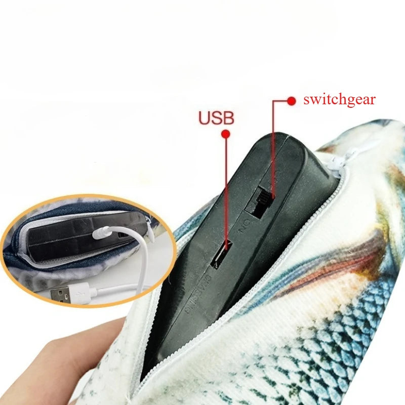 Cat Toy Fish Plush Interactive Simulation Fish USB Funny Durable Bite Kitten Toy Interactive Electric Cat Chew Toy Accessories