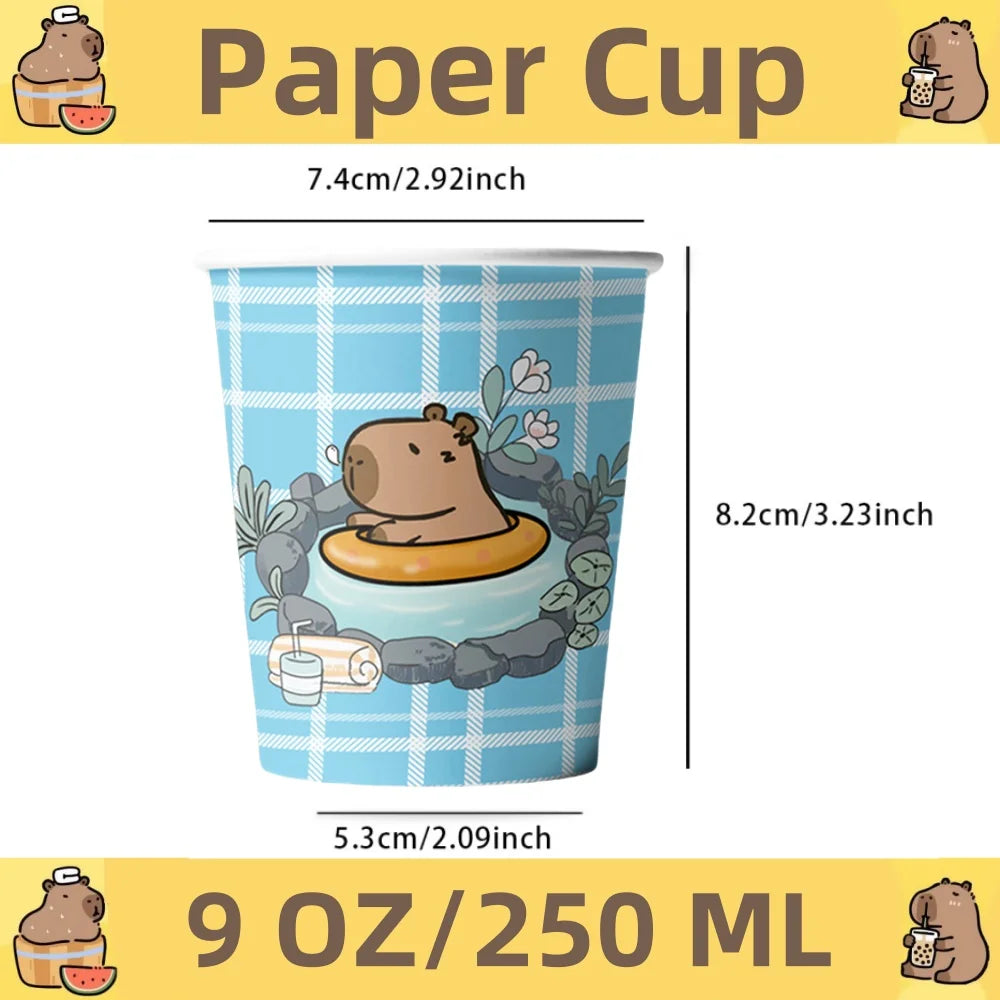 Capybara Birthday Decorations Balloons Cute Tableware Set