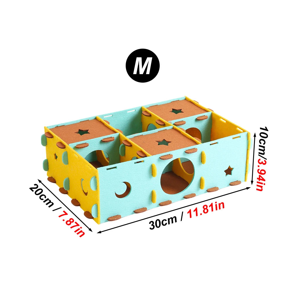 1PC Removable Felt Maze Hide Nest Toy Hamster Tunnel House for Small Animal Sugar Glider Hamster Golden Bear Indoor Pet Supplies