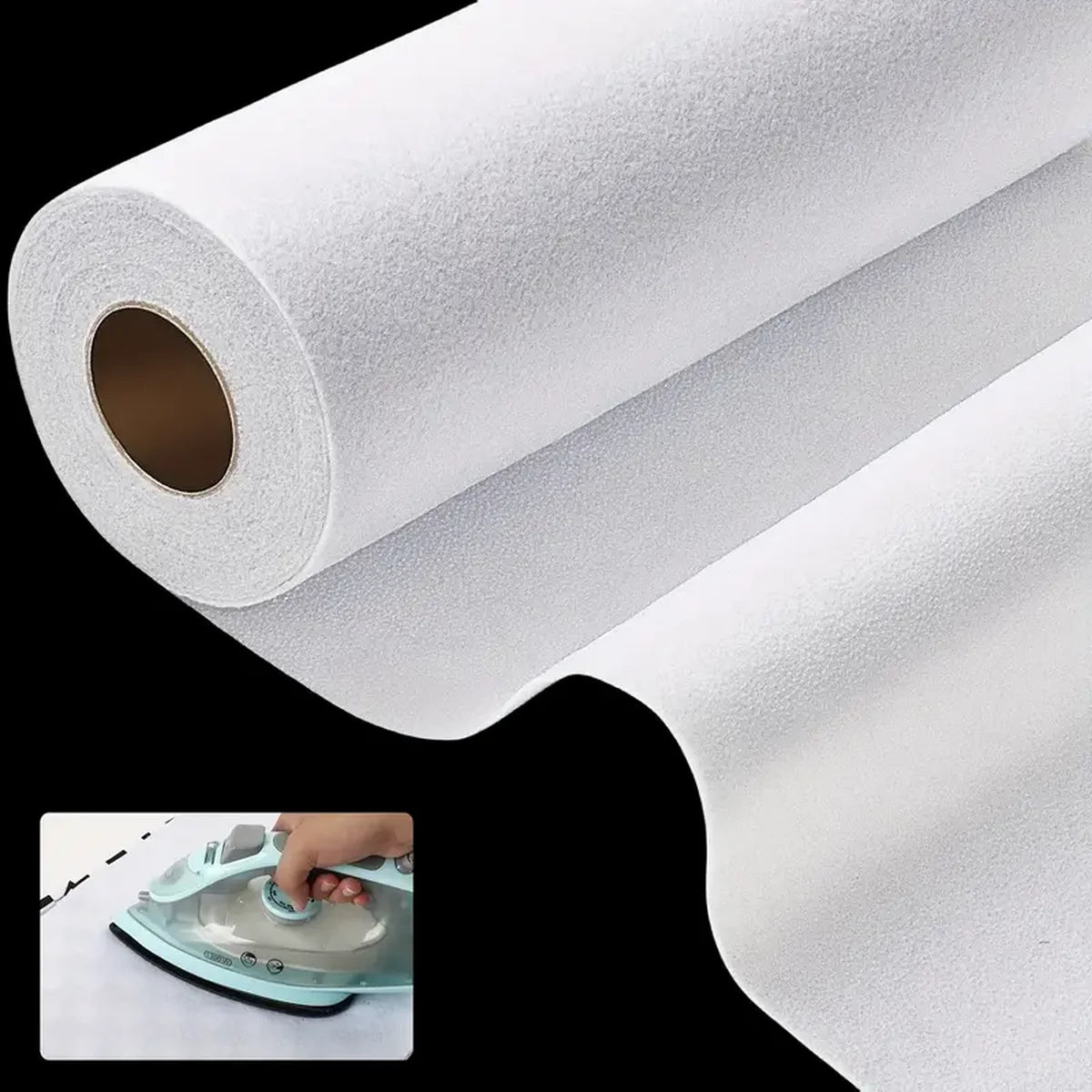 Iron On Fusible Fleece Interfacing Roll 12 Inch by 5 Yard Non Woven Batting for Sewing Crafting and Quilting