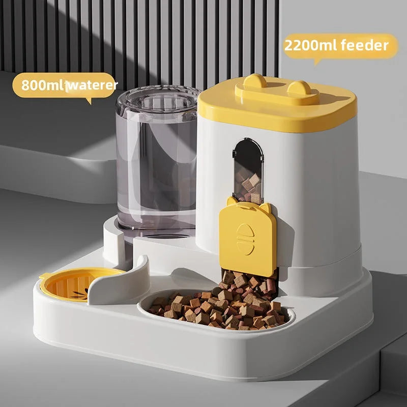 Automatic Cat Dog Feeder with Integrated Food & Water Bowl