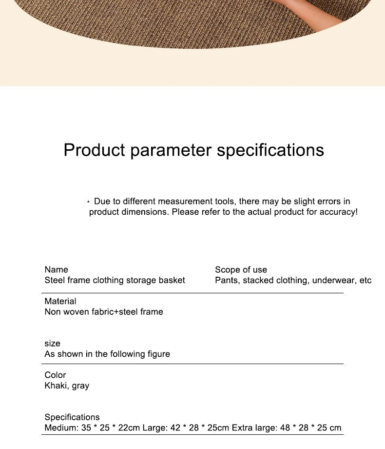 1pc Foldable Clothes and Miscellaneous Storage Box with Steel Frame