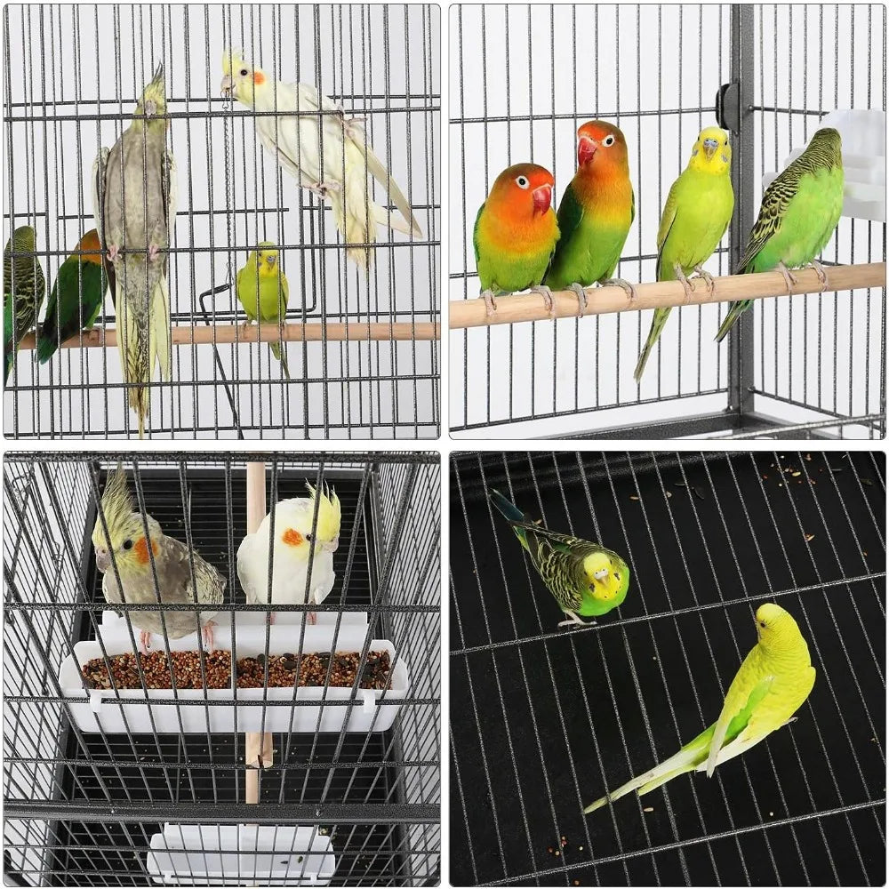 52-inch Wrought Steel Standing Large Flight King Bird Cage for Cockatiels African Grey Quaker Amazon Sun Parakeets Green Cheek