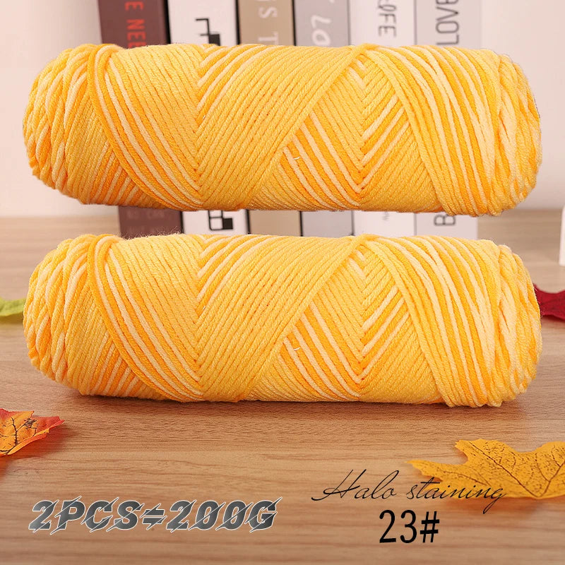 2 PCs Colorful 5-Strand Dyed Milk Cotton Baby Yarn DIY Scarf
