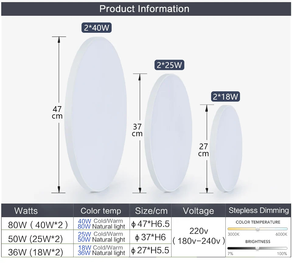 MARPOU Smart Ceiling Lamp LED Dimmable Light with Remote