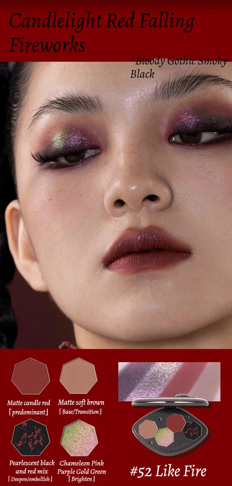 Girlcult Vegan 4 Color Eyeshadow Palette Shimmer Matte Chameleon Makeup for Halloween and Everyday Looks