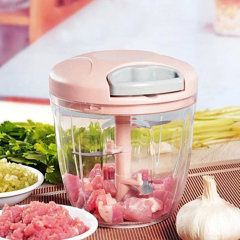 900ML Manual Meat Mincer and Vegetable Cutter Combo - Versatile Garlic Chopper for Effortless Food Preparation
