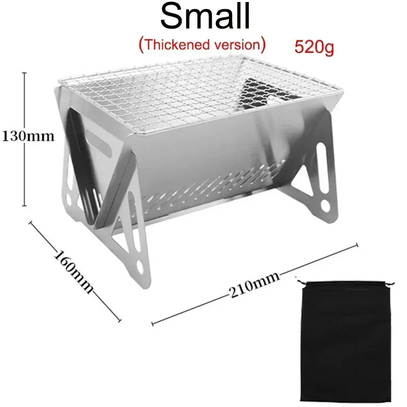 Portable Folding BBQ Grill Stainless Steel Camping Grill Multifunctional Outdoor Cooking Stove