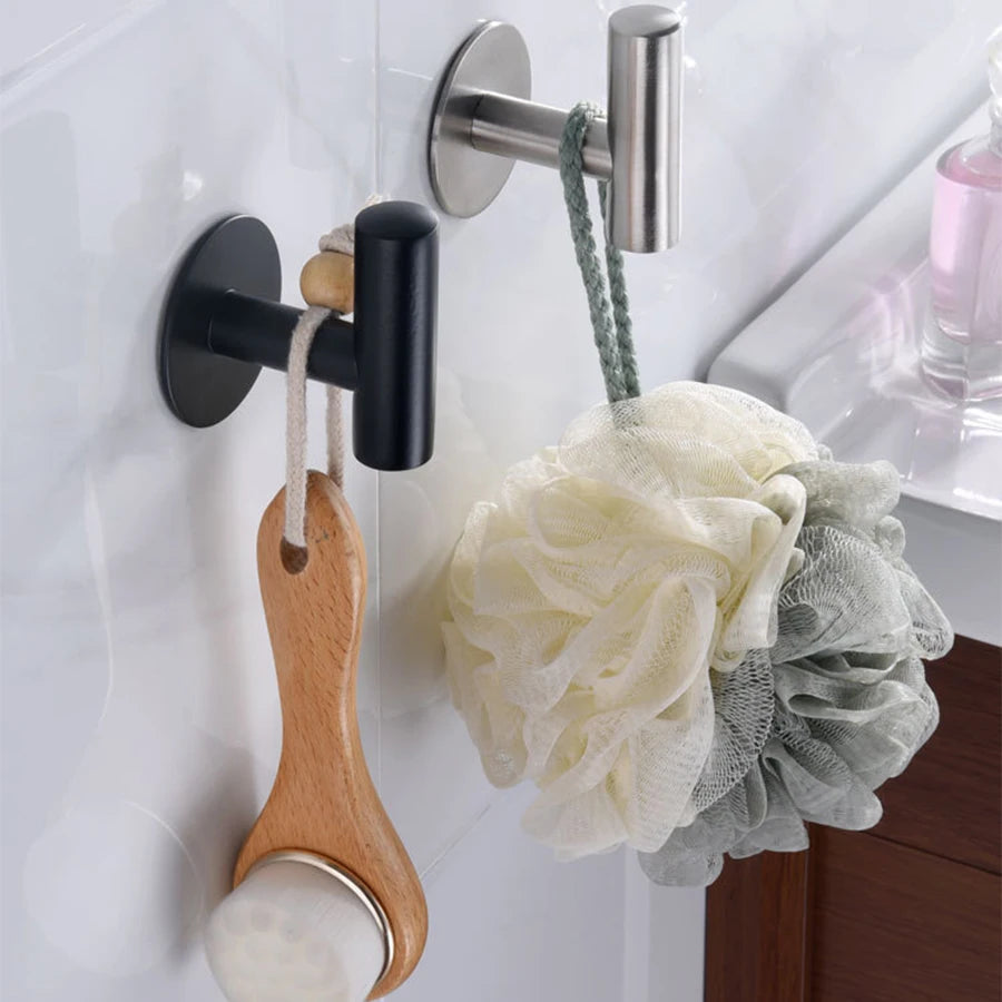 1/2PCS Adhesive Wall Hook Stainless Steel Robe Sticker Hooks