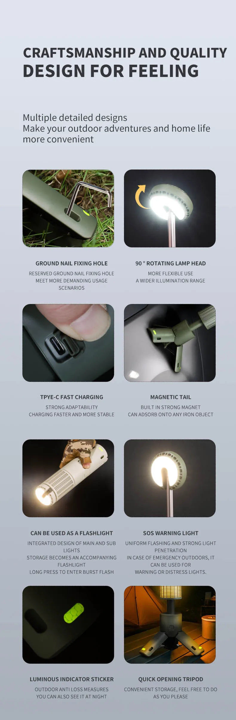 Folding Camping Light Portable Telescopic Lanterns 10000mAh Waterproof Magnetic Lamp with Triangle Stand Base