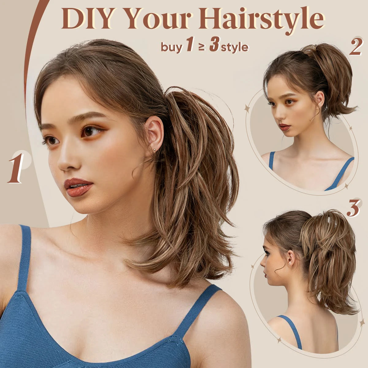 Premium Synthetic Claw Clip Ponytail Extension Hairpiece for Women P025