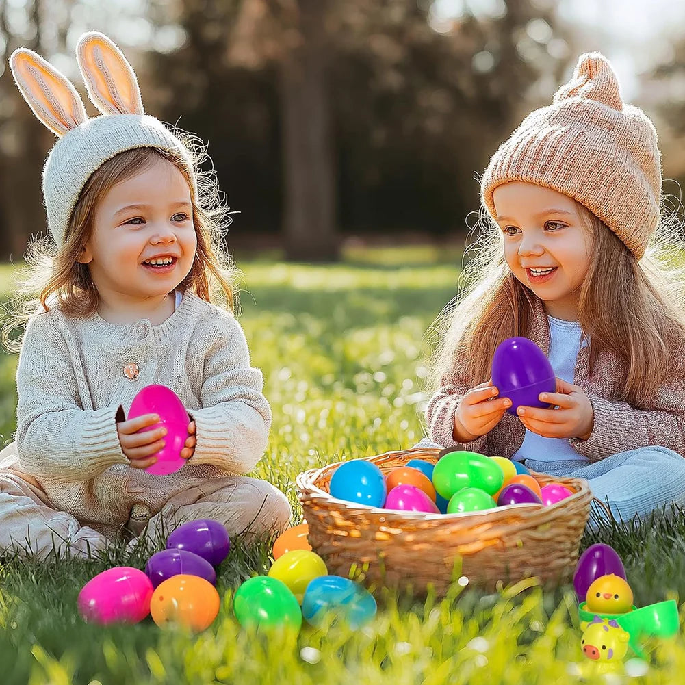 12/20/24/48Pcs Prefilled Easter Eggs with Plush Toys for Kids