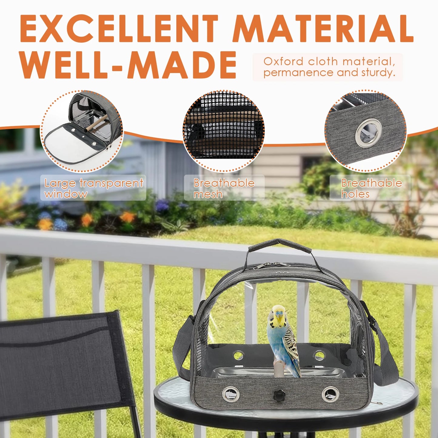 Portable Bird Travel Carrier Transfer Bag BirdCage With Stainless Steel Tray Bird nest houses habitats Parrot Bird accessaries