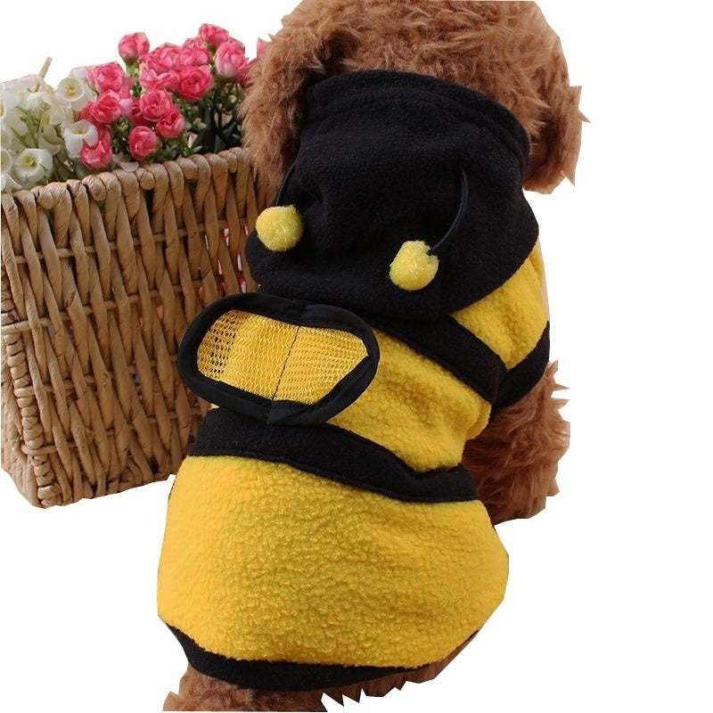 Bee Pet Puppy Coat Fleece Hoodie Costume for Dogs Cats