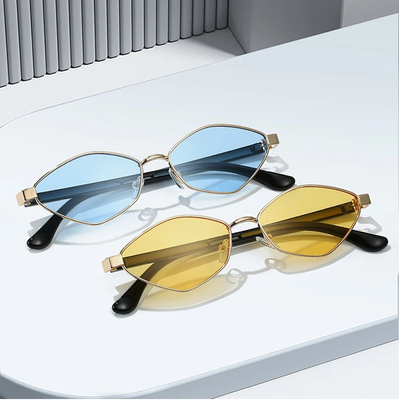SO&EI Fashion Irregular Polygon Cat Eye Sunglasses UV400 Retro Shades for Women and Men