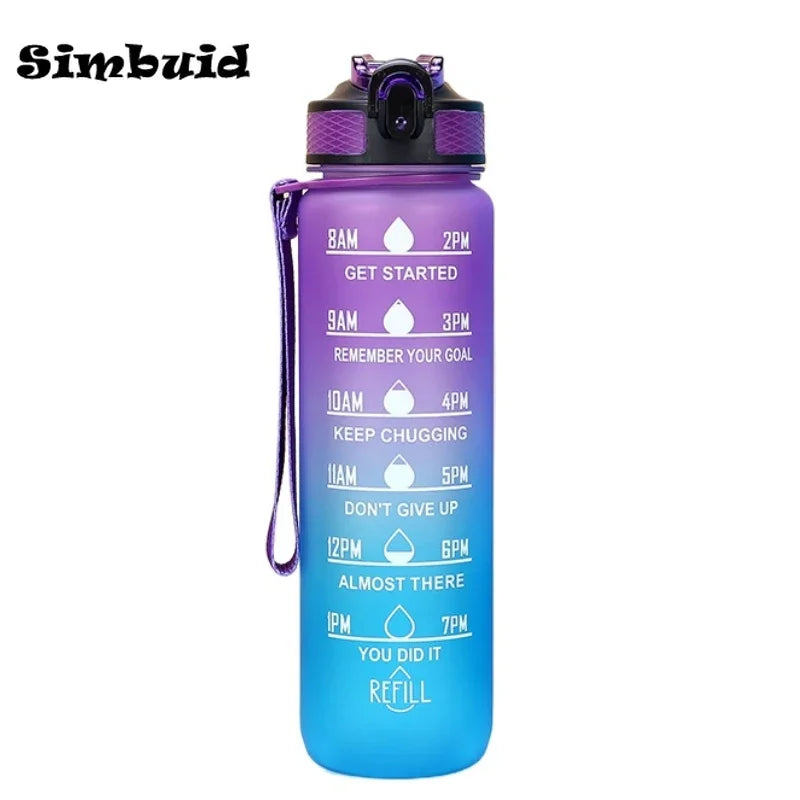 600ML Sports Water Bottle with Time Marker Leak-proof Fitness Cup