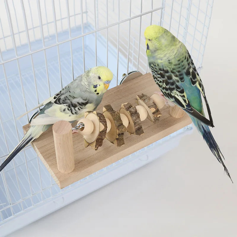 Solid wood parrot rest platform training station rack, climbing ladder, cloud ladder, swing, hanging ring bird toy