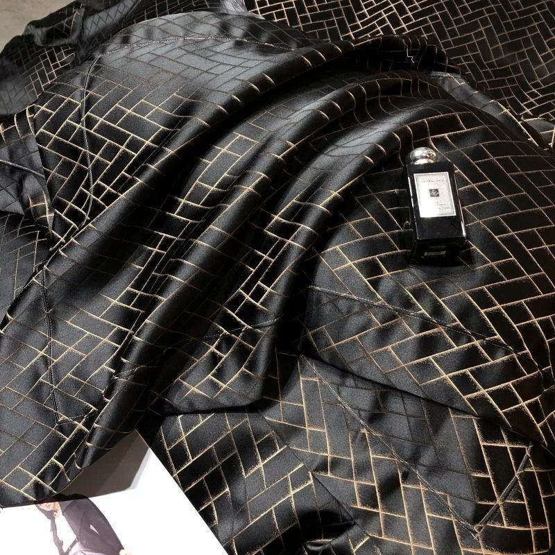 4/6Pcs Luxury Black Gold Jacquard Egyptian Cotton Duvet Set