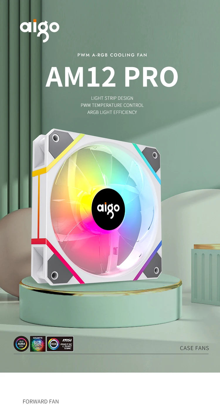 Aigo AM12PRO RGB Fan 120mm PC Cooling Kit 4pin PWM