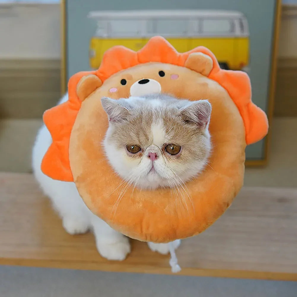 Pet Cat E-Collar Recovery Cone Protection Collar Adjustable Cotton Blends Neck Recover Collar Printed Elizabeth Circle for Cat