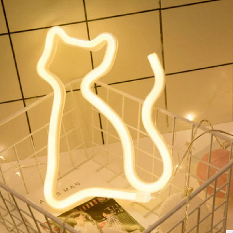 Cat Neon Sign for Wall Decor LED Light Up USB Pet Gift