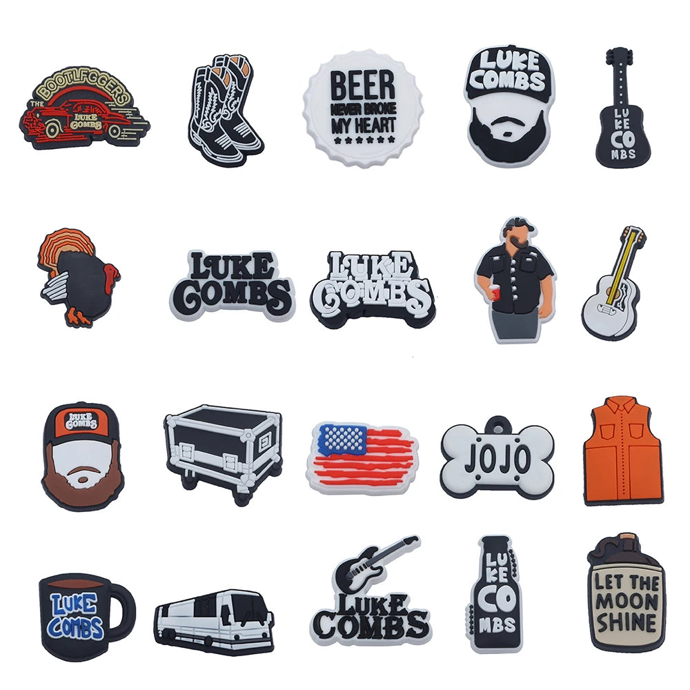 20pcs Set Country Singer Luke Gombs Cartoon Shoe Charms for Kids Clog Decoration