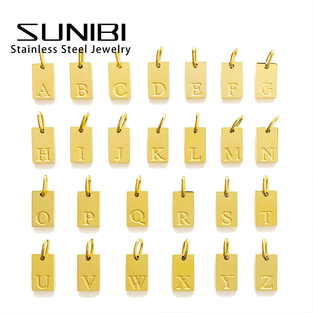 SUNIBI Alphabet Charm Pendant for Necklaces Stainless Steel Jewelry