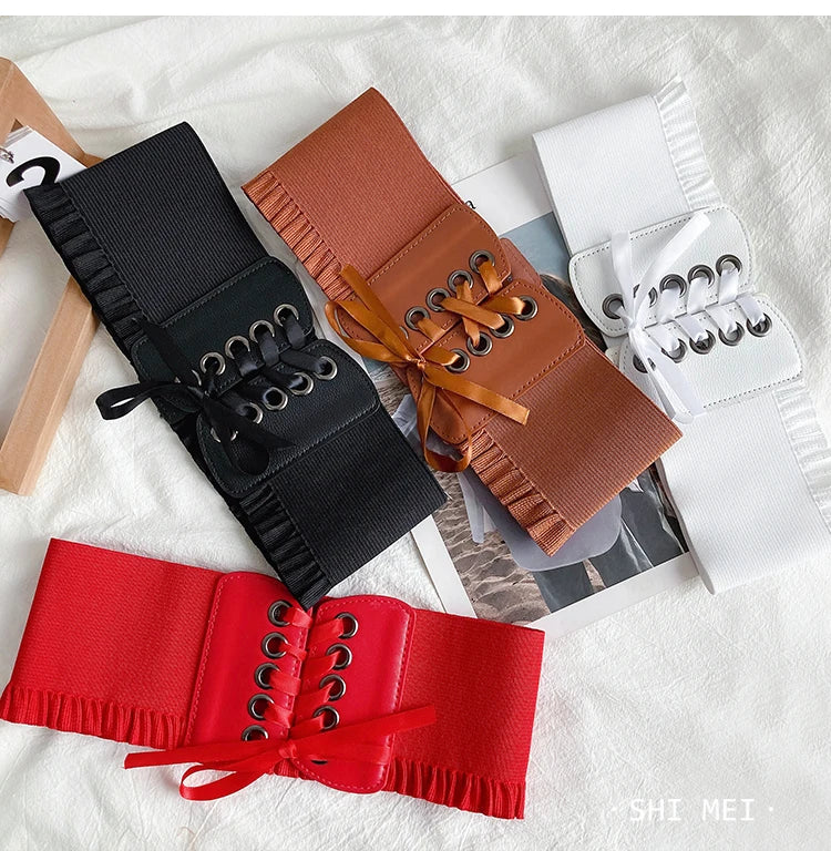 1pcs Women's Wide Black Belt with Buckle for Daily Wear