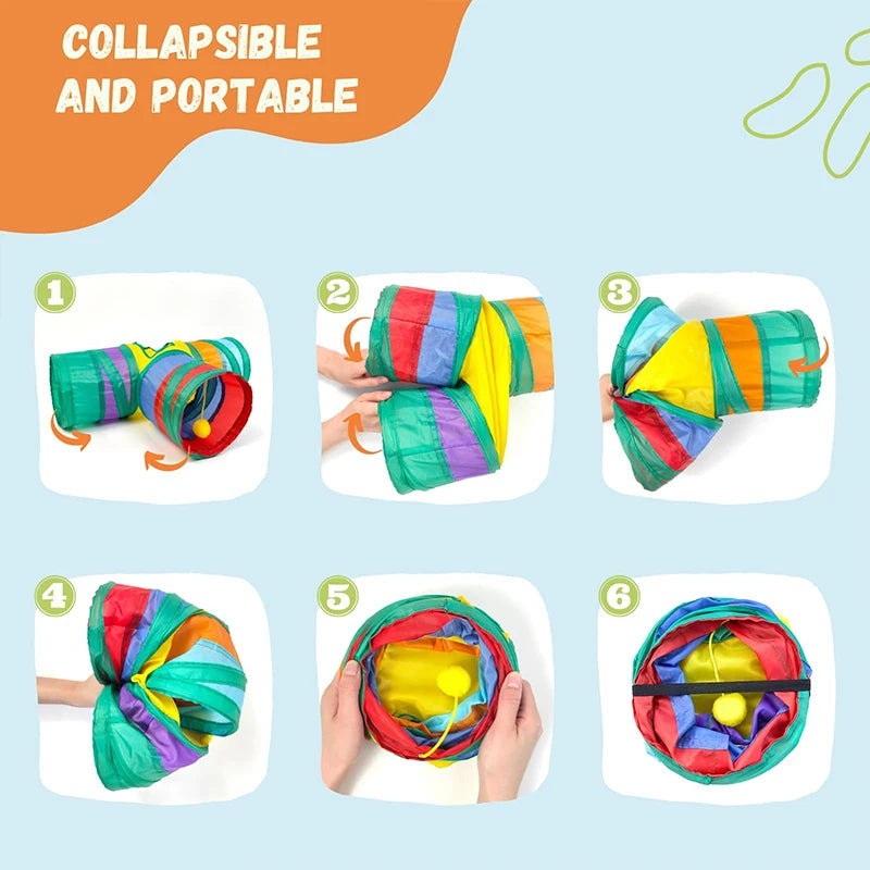 Cat Tunnel Toy 3-Way Collapsible Cat Tunnels For Indoor Cat With Play Ball Interactive Crinkle Collapsible Tent Pets Supplies