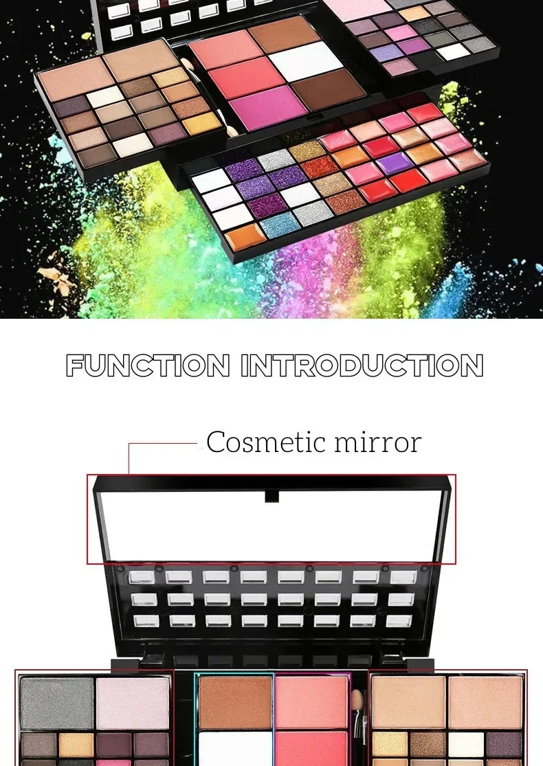 74 Color Professional Makeup Set with Eyeshadow Lip Gloss Matte Concealer and Flash Lipstick in Gift Box for Women