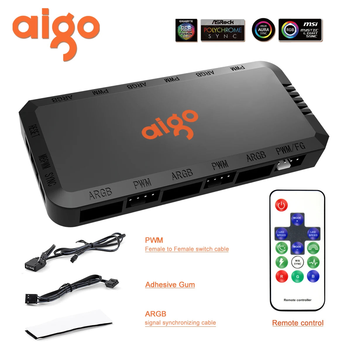 Aigo APC1 4Pin PWM 6 ARGB Ports Speed Controller Hub