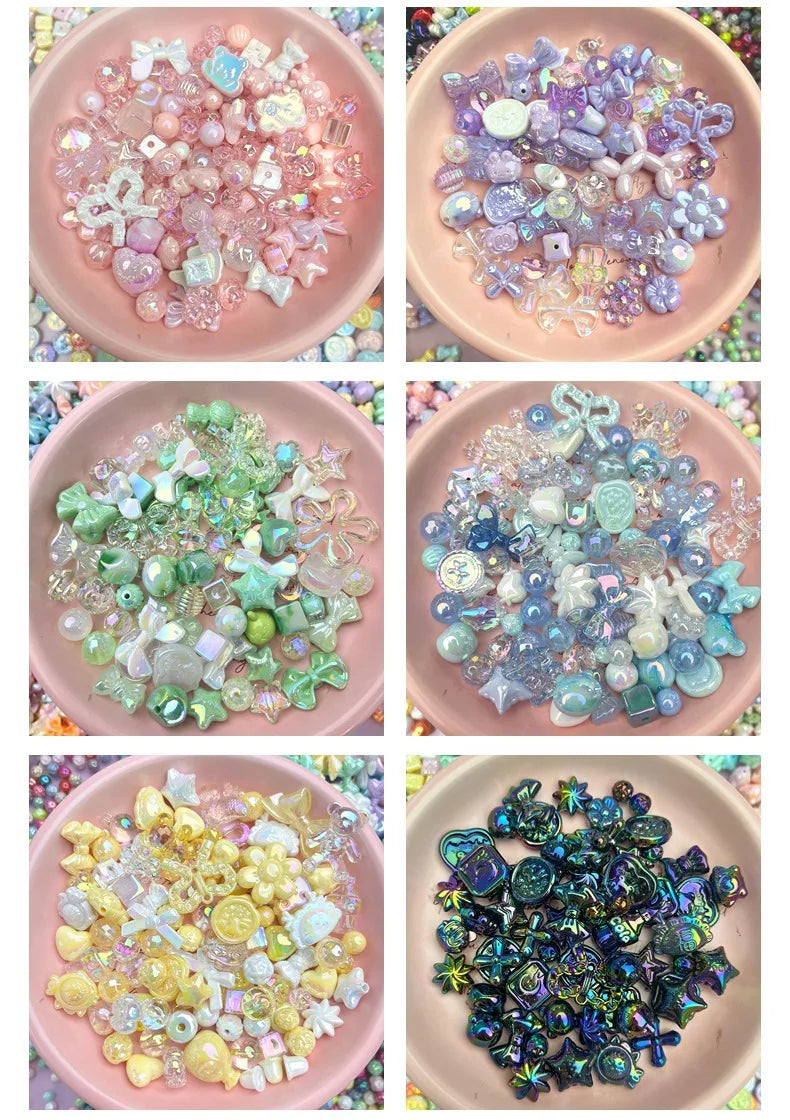 20g Y2K Mixed Bowknot Flower Heart Acrylic Cute Beads for DIY Jewelry Craft