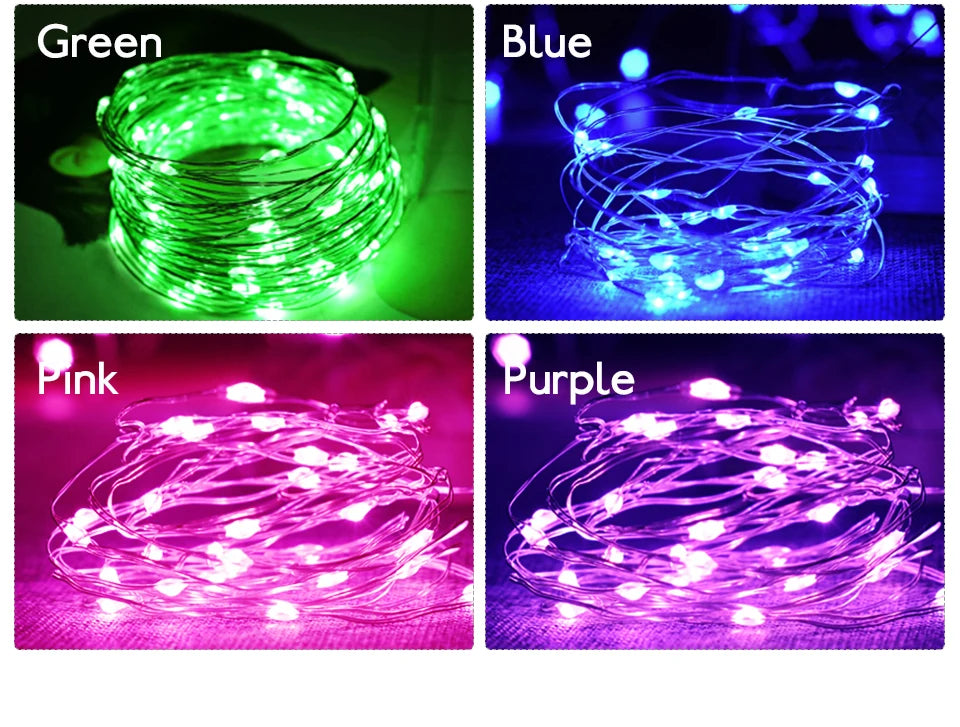 10M 5M 3M 2M Copper Wire LED Tinsel Garland Fairy Lights