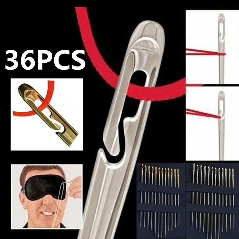 12/24/36Pcs Stainless Steel Blind Needles for Easy Sewing