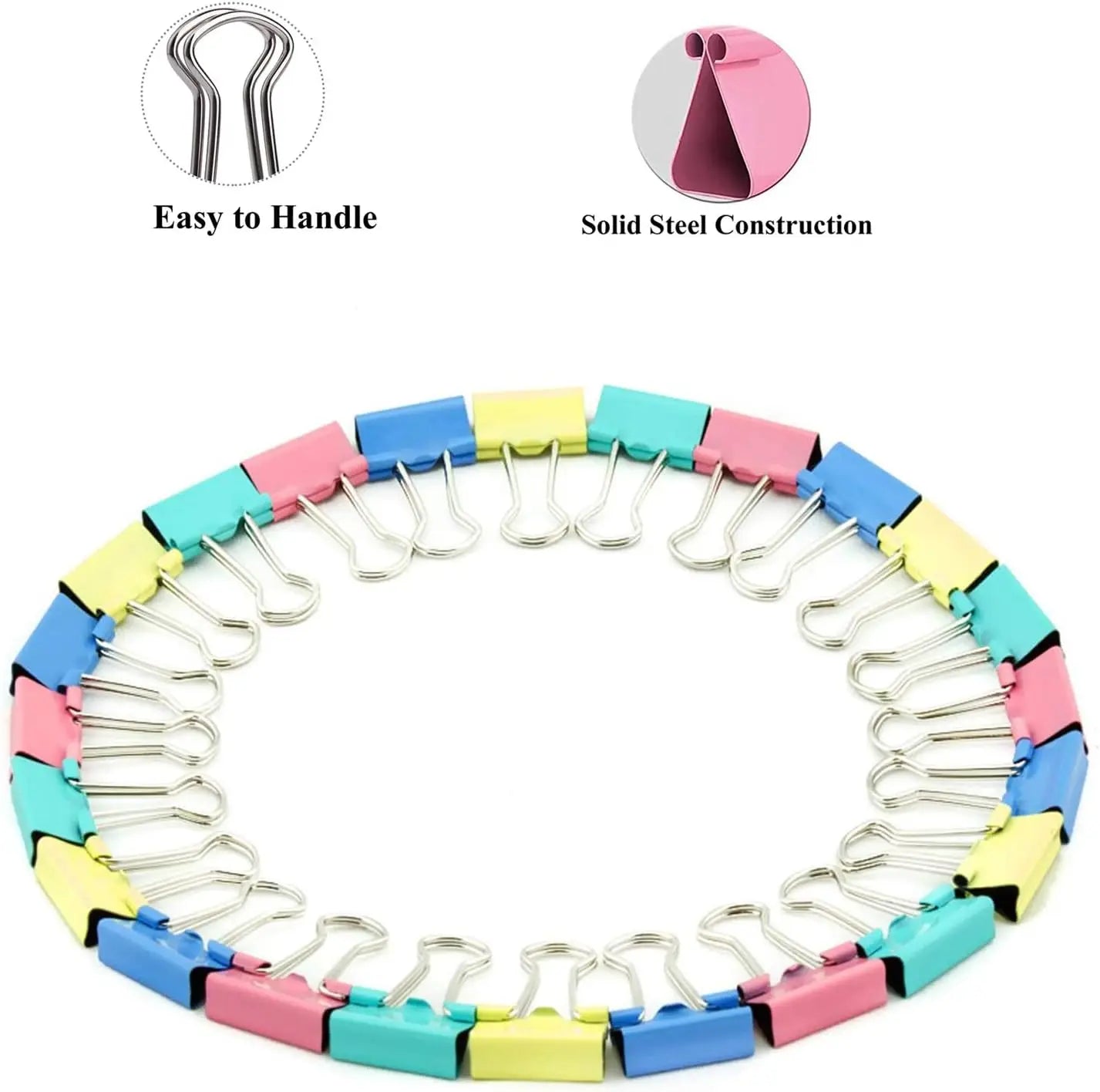 50Pcs Colorful Mini Metal Binder Clips 15mm for School Office