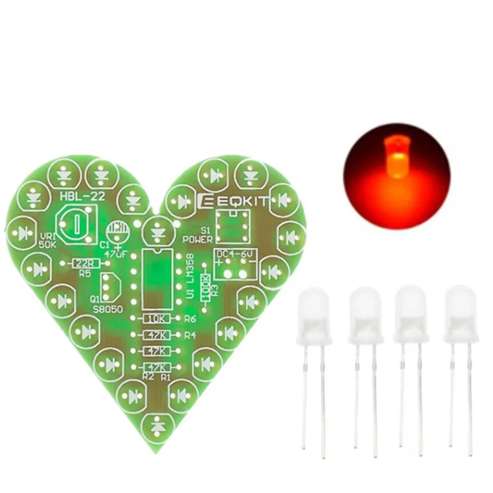 DIY Kit Heart Shape Breathing Lamp LED Suite for Learning
