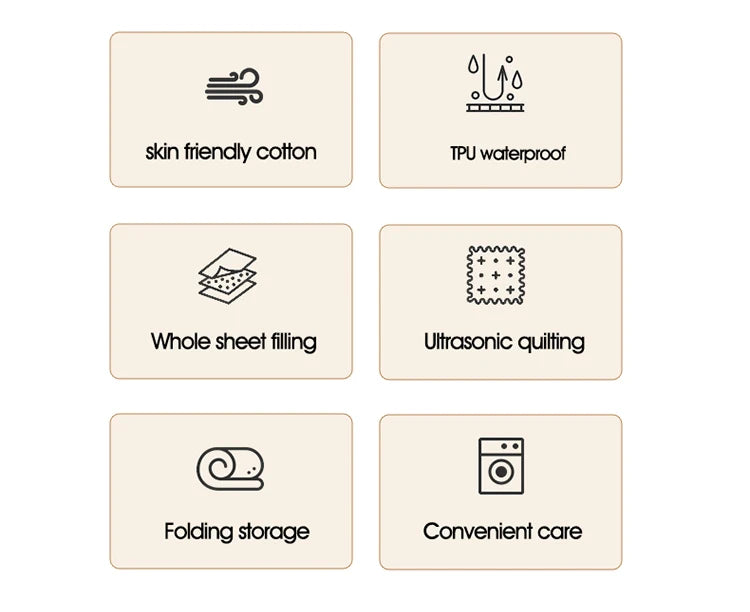 Waterproof Mattress Topper with Elastic Band Quilted Protector Pad for Single/Double Bed 140/160