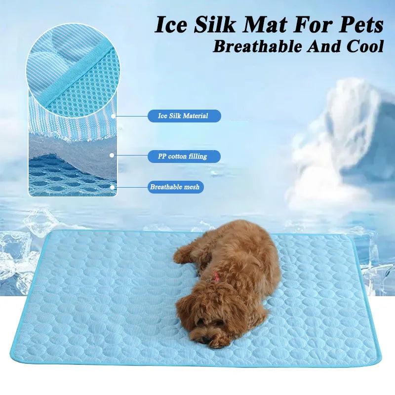Dog Cooling Mat Summer Pad Breathable Washable Pet Bed