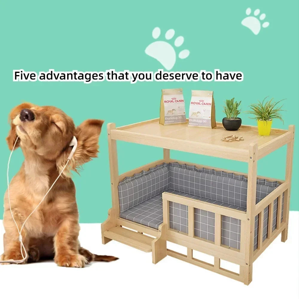 Simple Wooden Dog Bed Multifunctional Bedside Dog House Environmentally Friendly and Practical Pet Bed Light Luxury Dog Room